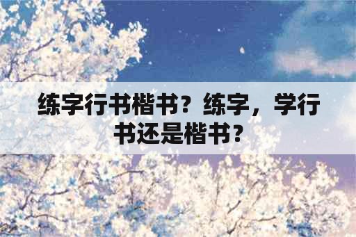 练字行书楷书？练字，学行书还是楷书？